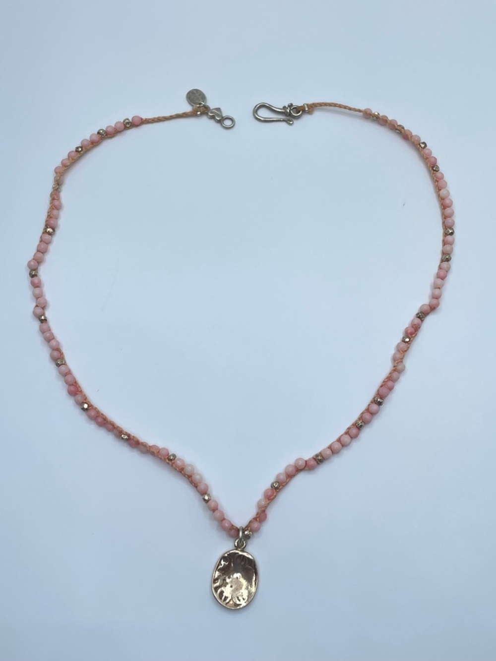 Chan Luu Pink Opal Beaded Necklace 925 Silver Dainty Boho Cord Minimalist - Picture 2 of 12